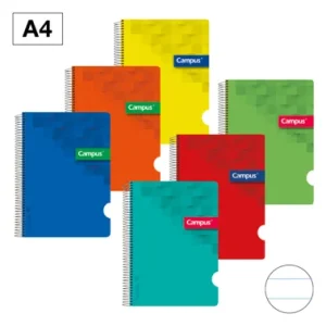 CUADERNO ESPIRAL A4 1 RAYA TAPA PLASTICO 90GR 80H