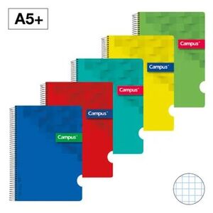 CUADERNO ESPIRAL A5 CUADROS TAPA PLASTICO 90GR 80H