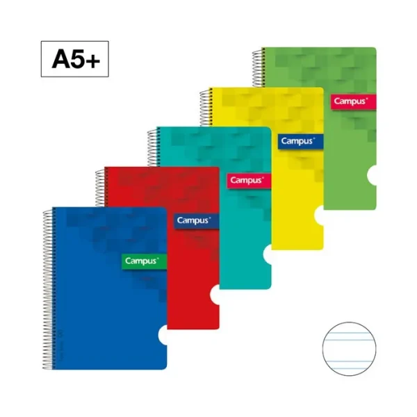 CUADERNO ESPIRAL A5 PAUTA 2,5 TAPA PLASTICO 90GR 80Hs