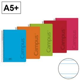 CUADERNO ESPIRAL A5 PAUTA 3,5 TAPA PLASTICO 90GR 80H