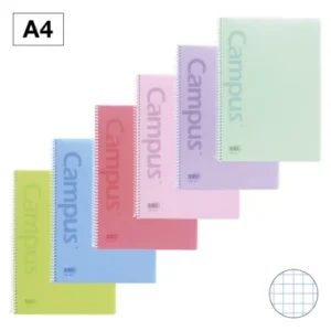 CUADERNO ESPIRAL A4 CUADROS TAPA PLASTICO 90GR 80H COLORES PASTELES