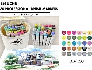 ROTULADORES LETTERING ESTUCHE LUXURY CANVAS GAMA ARTIST 30 COLORES D/P PINCEL