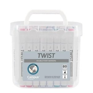 ROTULADOR TWIST DOBLE PUNTA BASE ALCOHOL 80 COLORES CAMPUS