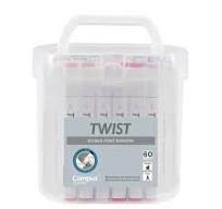 ROTULADOR TWIST DOBLE PUNTA BASE ALCOHOL 60 COLORES CAMPUS