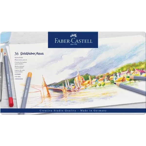 ESTUCHE METAL 36 LAPICES COLORES ACUARELABLES GOLDFABER