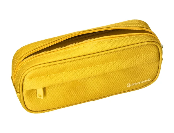 ESTUCHE PORTATODO LIDERPAPEL CLASSIC OVALADO 2 CREMALLERAS CON BOLSILLO DELANTERO 210X90MM AMARILLO