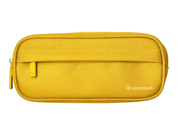 ESTUCHE PORTATODO LIDERPAPEL CLASSIC OVALADO 2 CREMALLERAS CON BOLSILLO DELANTERO 210X90MM AMARILLO - Imagen 2