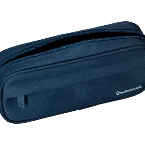 ESTUCHE PORTATODO LIDERPAPEL CLASSIC OVALADO 2 CREMALLERAS CON BOLSILLO DELANTERO 210X90MM AZUL MARINO