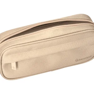 ESTUCHE PORTATODO LIDERPAPEL CLASSIC OVALADO 2 CREMALLERAS CON BOLSILLO DELANTERO 210X90MM CREMA