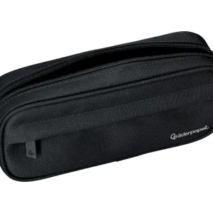 ESTUCHE PORTATODO LIDERPAPEL CLASSIC OVALADO 2 CREMALLERAS CON BOLSILLO DELANTERO 210X90MM NEGRO
