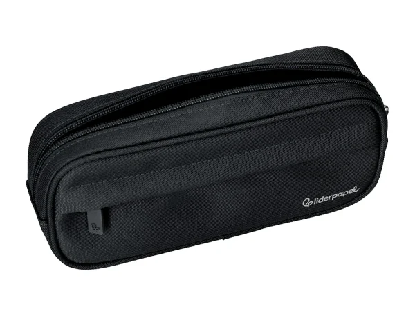 ESTUCHE PORTATODO LIDERPAPEL CLASSIC OVALADO 2 CREMALLERAS CON BOLSILLO DELANTERO 210X90MM NEGRO