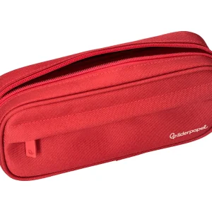 ESTUCHE PORTATODO LIDERPAPEL CLASSIC OVALADO 2 CREMALLERAS CON BOLSILLO DELANTERO 210X90MM ROJO