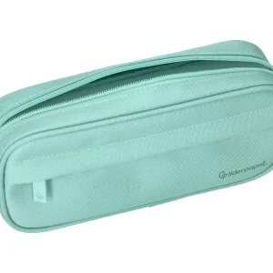 ESTUCHE PORTATODO LIDERPAPEL CLASSIC OVALADO 2 CREMALLERAS CON BOLSILLO DELANTERO 210X90MM VERDE MANZANA