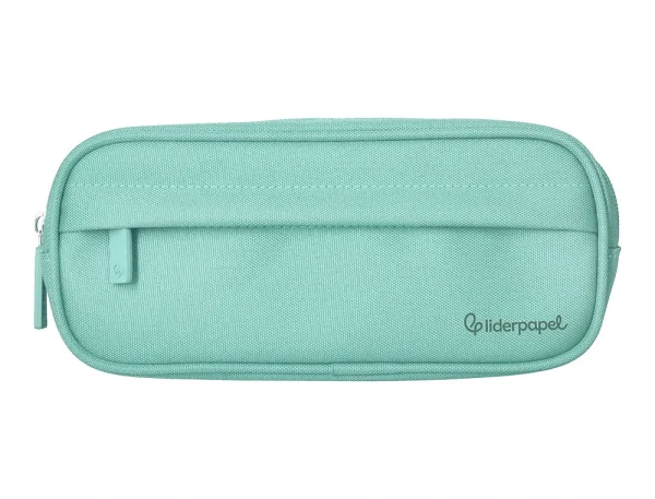 ESTUCHE PORTATODO LIDERPAPEL CLASSIC OVALADO 2 CREMALLERAS CON BOLSILLO DELANTERO 210X90MM VERDE MANZANA - Imagen 2