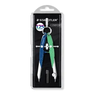 COMPAS STAEDTLER MICROMETRICO MARS 556 AZUL/VERDE CON HUSILLO Y RUEDA CENTRAL