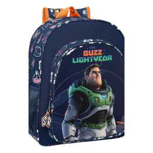 MOCHILA ESCOLAR ADAPT.CARRO BUZZ LIGHTYEAR + ESTUCHE TRIPLE DE REGALO