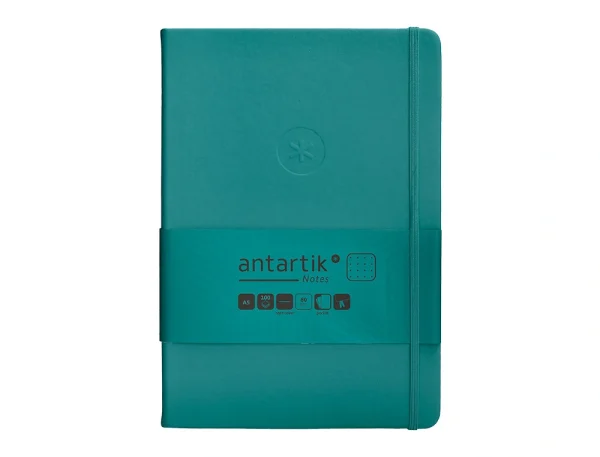 CUADERNO TAPA DURA ANTARTIK A5 PUNTOS VERDE AGUA