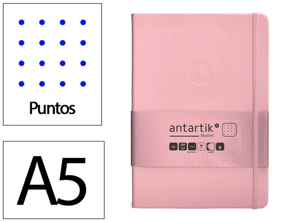 CUADERNO TAPA BLANDA ANTARTIK A5 PUNTOS ROSA PASTEL - Imagen 2