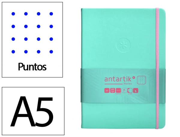 CUADERNO TAPA BLANDA ANTARTIK A5 PUNTOS TURQUESA Y ROSA - Imagen 2