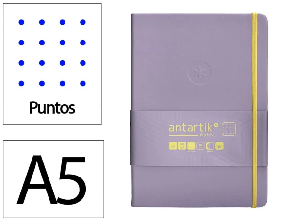 CUADERNO TAPA BLANDA ANTARTIK A5 PUNTOS MORADO Y AMARILLO - Imagen 3