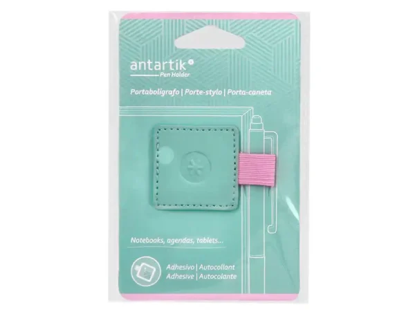 PORTABOLIGRAFOS ADHESIVO ANTARTIK TURQUESA Y ROSA