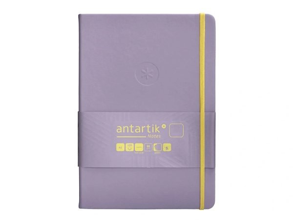 CUADERNO TAPA BLANDA ANTARTIK A5 HOJAS LISAS MORADO Y AMARILLO
