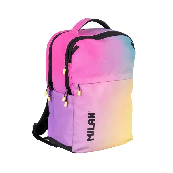 MOCHILA ESCOLAR MILAN 5 CREMALLERAS COLECCIÓN SUNSET ROSA