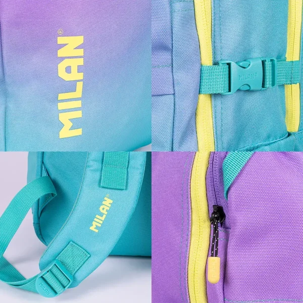 MOCHILA ESCOLAR MILAN 5 CREMALLERAS COLECCIÓN SUNSET MORADA - Imagen 4