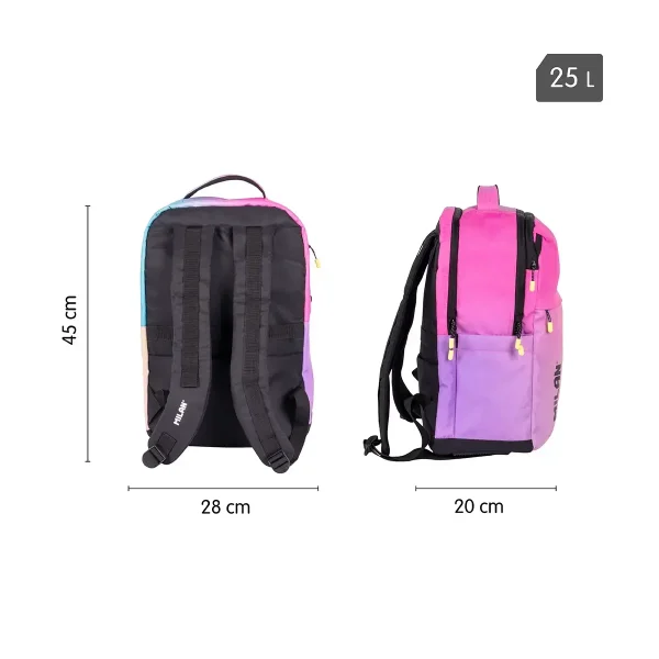 MOCHILA ESCOLAR MILAN 5 CREMALLERAS COLECCIÓN SUNSET ROSA - Imagen 2