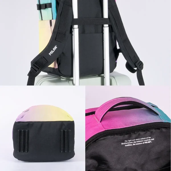 MOCHILA ESCOLAR MILAN 5 CREMALLERAS COLECCIÓN SUNSET ROSA - Imagen 5