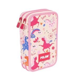 ESTUCHE PLUMIER DOBLE MILAN FLOWICORN BEIGE