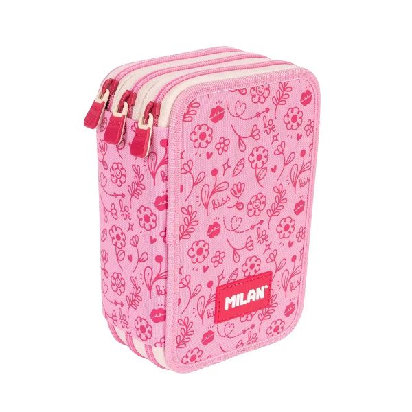 ESTUCHE PLUMIER TRIPLE MILAN FLOWICORN ROSA