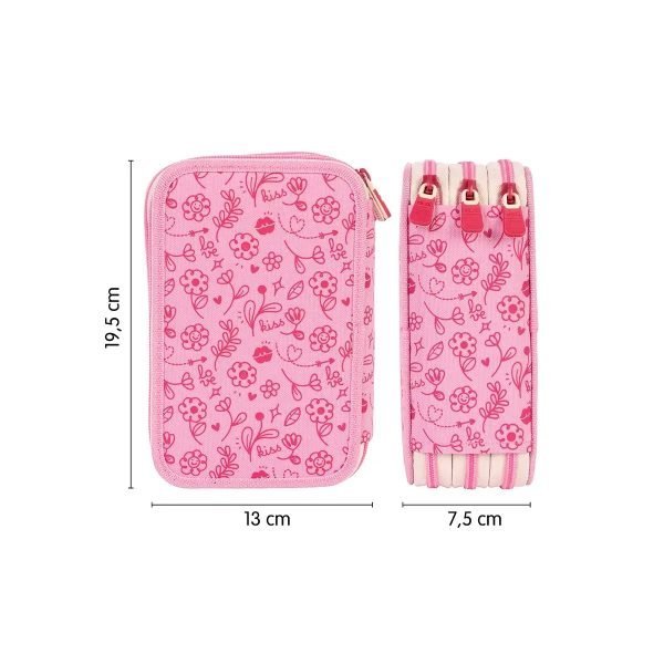 ESTUCHE PLUMIER TRIPLE MILAN FLOWICORN ROSA - Imagen 4