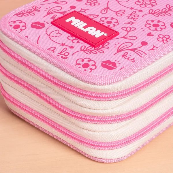 ESTUCHE PLUMIER TRIPLE MILAN FLOWICORN ROSA - Imagen 6
