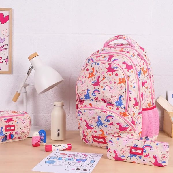 MOCHILA ESCOLAR MILAN 4 CREMALLERAS 25L FLOWICORN - Imagen 2