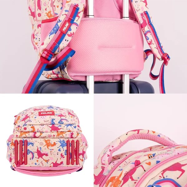 MOCHILA ESCOLAR MILAN 4 CREMALLERAS 25L FLOWICORN - Imagen 6