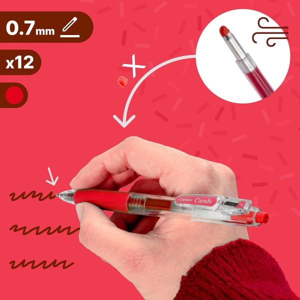 RECAMBIO BOLIGRAFO CAMPUS CANDY 12 UD. ROJO - Imagen 2