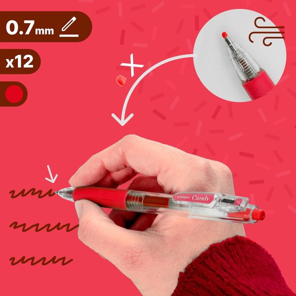 BOLIGRAFO CAM PUS CANDY 12 UD. ROJO - Imagen 2