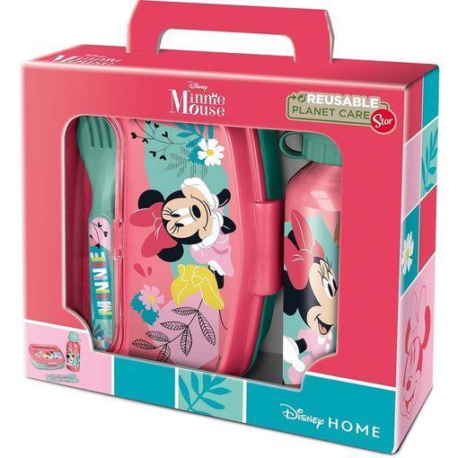 SET BOTELLA + SANDWICHERA + CUBIERTOS SAFTA MINNIE