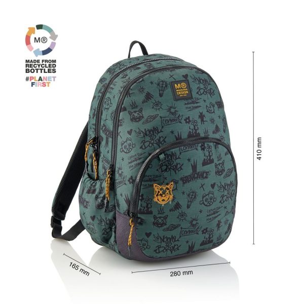 MOCHILA MIQUELRIUS ESCOLAR TRIPLE 41X28 OSLO NOT BORING VERDE - Imagen 2