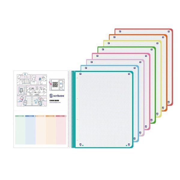 CUADERNO EUROPEANBOOK8 OXFORD 5X5 +MARCADORES FLUOR 4U AZUL AQUA - Imagen 7