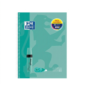 CUADERNO EUROPEANBOOK10 5X5+CORRECTOR+MARCADOR VERDE PASTEL