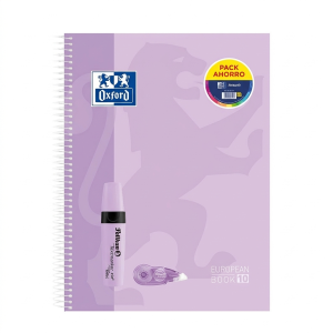 CUADERNO EUROPEANBOOK10 5X5+CORRECTOR+MARCADOR LILA PASTEL
