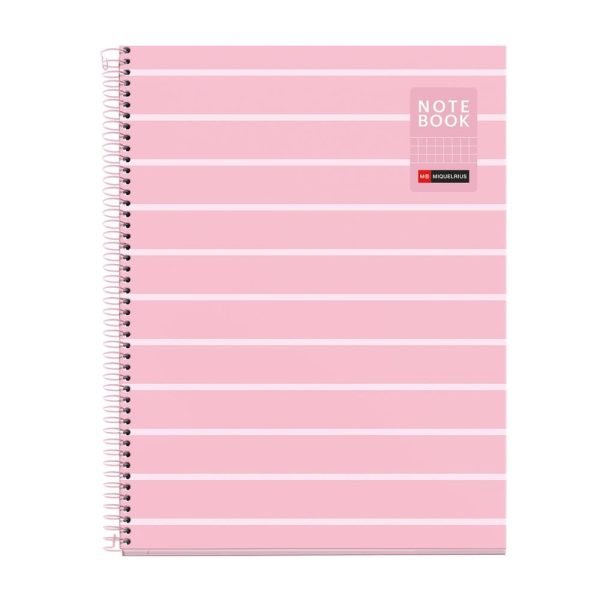 CUADERNO ESPIRAL MIQUELRIUS A4 CUADROS 80H BETWEEN THE LINES ROSA