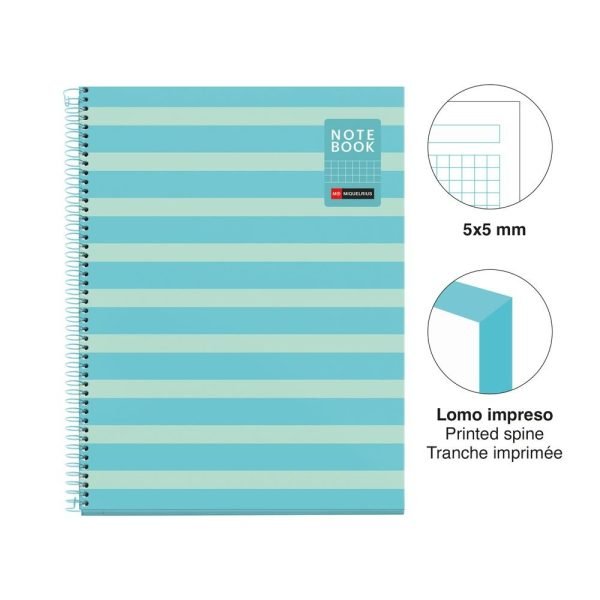 CUADERNO ESPIRAL MIQUELRIUS A4 CUADROS 80H BETWEEN THE LINES CELESTE - Imagen 2