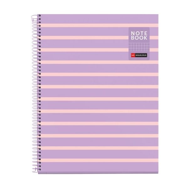 CUADERNO ESPIRAL MIQUELRIUS A4 CUADROS 80H BETWEEN THE LINES MALVA