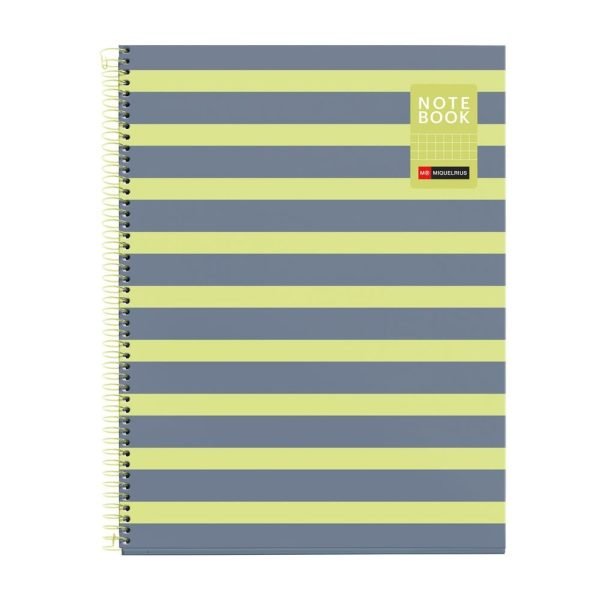 CUADERNO ESPIRAL MIQUELRIUS A4 CUADROS 80H BETWEEN THE LINES LIMON