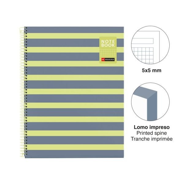 CUADERNO ESPIRAL MIQUELRIUS A4 CUADROS 80H BETWEEN THE LINES LIMON - Imagen 2