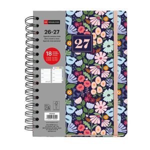AGENDA 18 MESES PLUS MIQUELRIUS 26/27 A5 SEMANAL WIRE-O BLACK BLOOM