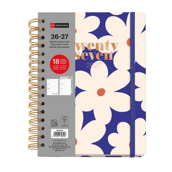 AGENDA 18 MESES PLUS MIQUELRIUS 26/27 A5 SEMANAL WIRE-O BOLD DAISY
